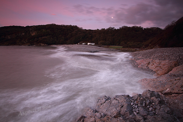 Pwlldu Bay, Gower, full moon